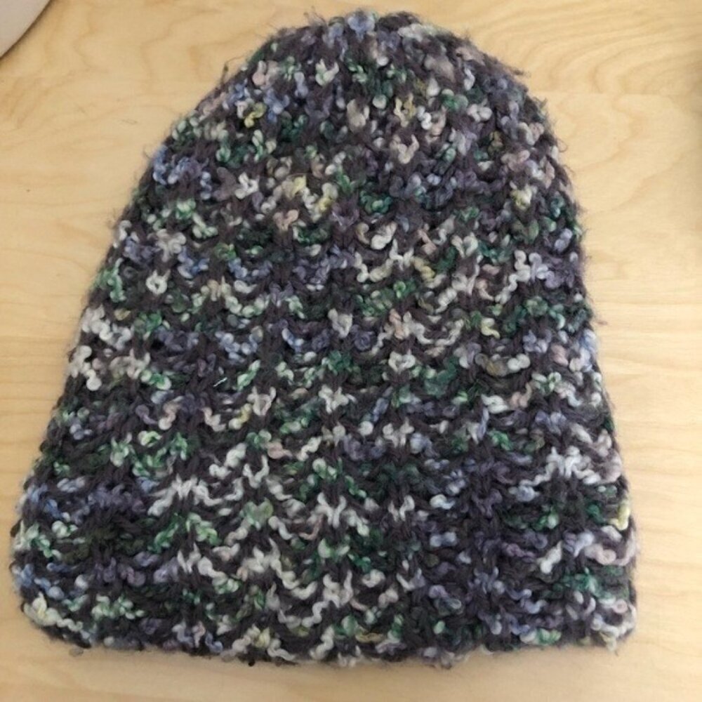Vintage Betamar Chunky Knit Beanie Women's Wool Blend Purple Ombre Made in Italy